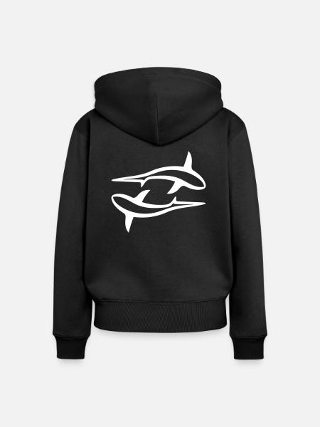 Zwei Fische - Frauen Premium Bio Zip Hoodie - Schwarz