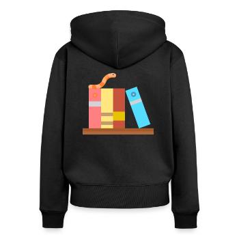 rat de bibliothèque - Sweat à capuche zippé Premium bio Femme - noir - Dos - Julia (174cm)