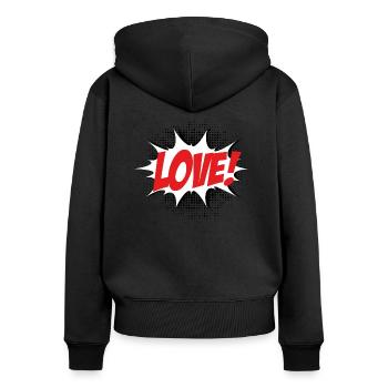 Love, Comic Style, Quotes, Valentines Day, - Sweat à capuche zippé Premium bio Femme - noir - Dos - Julia (174cm)