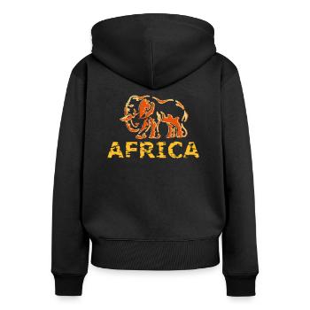 Afrika - Frauen Premium Bio Zip Hoodie - Schwarz - Hinten - Julia (174cm)