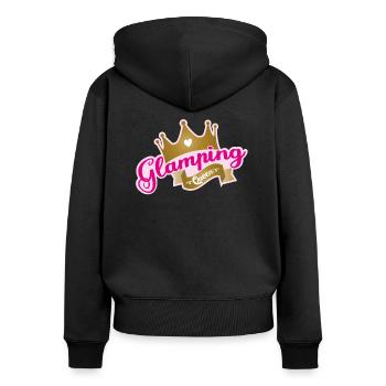 Glamping Queen Camping Camper Urlaub Natur - Frauen Premium Bio Zip Hoodie - Schwarz - Hinten - Julia (174cm)