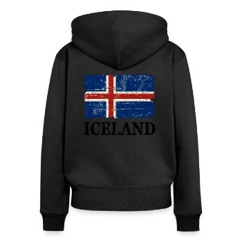 Iceland Flag - Island Flagge - Ísland - Frauen Premium Bio Zip Hoodie - Schwarz - Hinten - Julia (174cm)