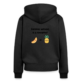 Banane ist gleich Ananas - Lustig - Meme - Frauen Premium Bio Zip Hoodie - Schwarz - Hinten - Julia (174cm)