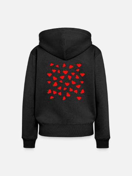 Fraises, fraises. - Sweat à capuche zippé Premium bio Femme - noir