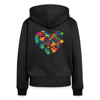 Buntes Herz Punktdesign - 17sdgs - Frauen Premium Bio Zip Hoodie - Schwarz - Hinten - Julia (174cm)