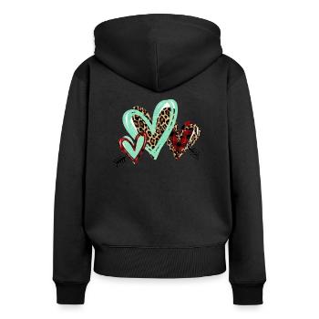 CORAZON ANIMAL PRINT - Women's Premium Organic Zip Hoodie - black - Back - Julia (174cm)