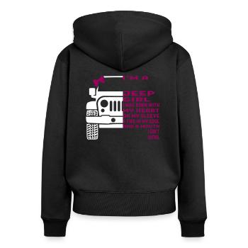 I'm A Jeep Girl - Sweat à capuche zippé Premium bio Femme - noir - Dos - Julia (174cm)