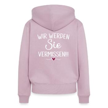 Wir Werden Sie vermissen Abschied Erzieher Lehrer - Frauen Premium Bio Zip Hoodie - Altrosa - Hinten - Julia (174cm)