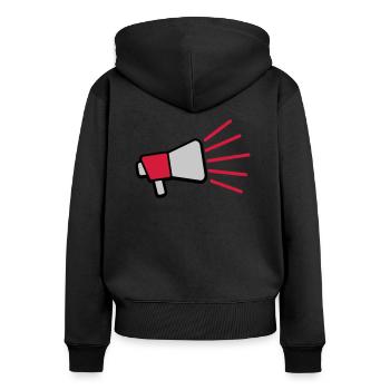 Loud Speech Symbol Megaphone - Women's Premium Organic Zip Hoodie - black - Back - Julia (174cm)