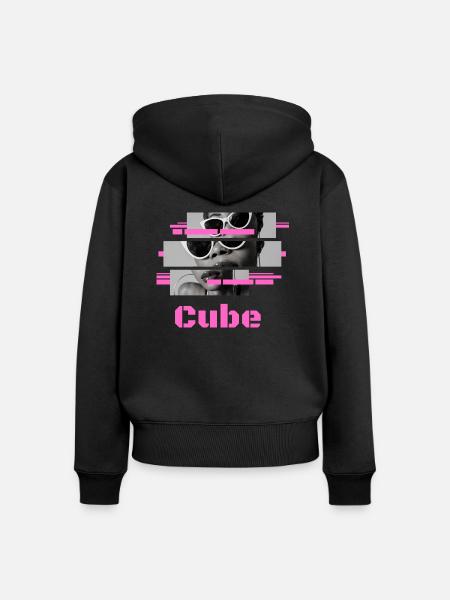 Sonnenbrille "Pink" Cube - Frauen Premium Bio Zip Hoodie - Schwarz