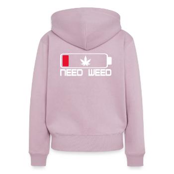 Need Weed - Frauen Premium Bio Zip Hoodie - Altrosa - Hinten - Julia (174cm)