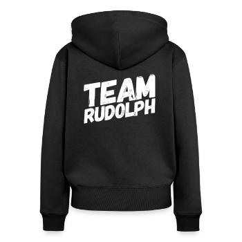 TEAM RUDOLPH Christmas Merry X-Mas Weihnachten : ) - Frauen Premium Bio Zip Hoodie - Schwarz - Hinten - Julia (174cm)