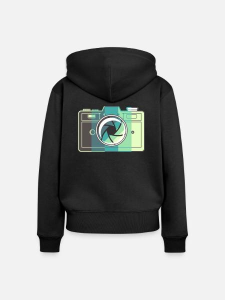 Retro-Filmkamera - Frauen Premium Bio Zip Hoodie - Schwarz
