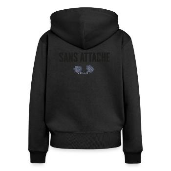 Sans attache cadeau célabataire - Sweat à capuche zippé Premium bio Femme - noir - Dos - Julia (174cm)