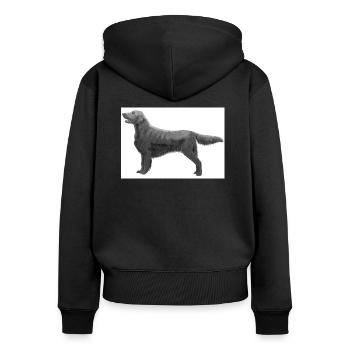 Autocollant Retriever à enduit plat - Sweat à capuche zippé Premium bio Femme - noir - Dos - Julia (174cm)