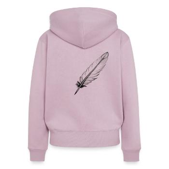 Eine Feder - Frauen Premium Bio Zip Hoodie - Altrosa - Hinten - Julia (174cm)