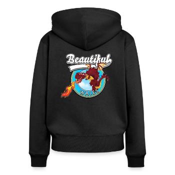 Beautiful Wales red dragon logo - Women's Premium Organic Zip Hoodie - black - Back - Julia (174cm)