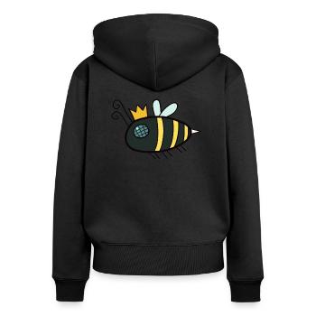 Bienenkönigin - Frauen Premium Bio Zip Hoodie - Schwarz - Hinten - Julia (174cm)