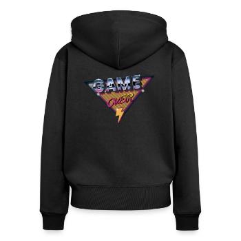 Fin du jeu - Sweat à capuche zippé Premium bio Femme - noir - Dos - Julia (174cm)
