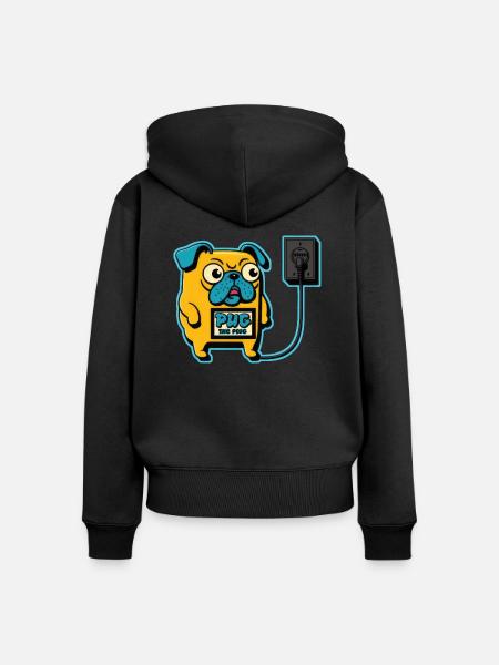 Mops den Stecker - Frauen Premium Bio Zip Hoodie - Schwarz