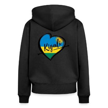 Kigali Herz Hauptstadt Ruanda Flagge Geschenk - Frauen Premium Bio Zip Hoodie - Schwarz - Hinten - Julia (174cm)