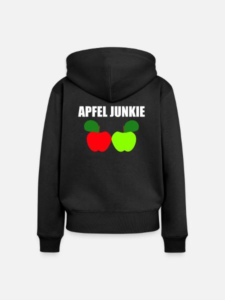 Apfel junkie - Frauen Premium Bio Zip Hoodie - Schwarz
