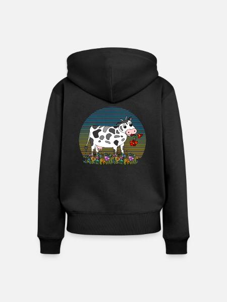 Kuh - Frauen Premium Bio Zip Hoodie - Schwarz