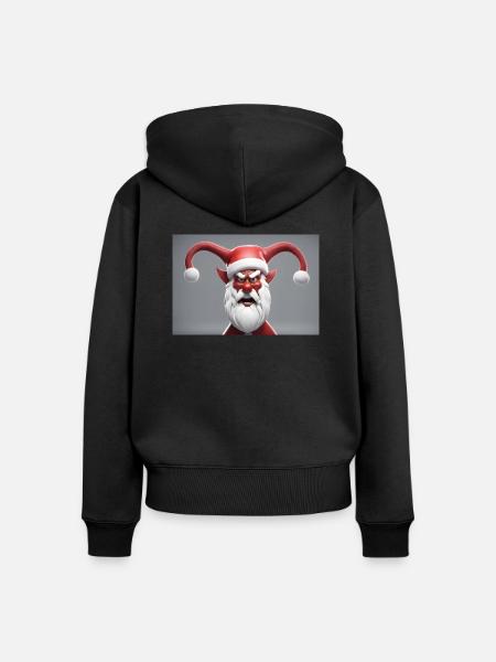 Wütender Weihnachtsmann - Frauen Premium Bio Zip Hoodie - Schwarz