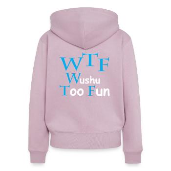 WTF "Wushu Too Fun" - Frauen Premium Bio Zip Hoodie - Altrosa - Hinten - Julia (174cm)