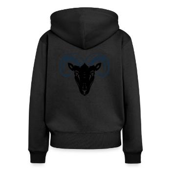 bélier - Sweat à capuche zippé Premium bio Femme - noir - Dos - Julia (174cm)