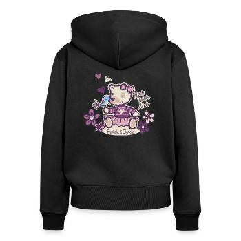 Hab dich lieb, mein Freund - Frauen Premium Bio Zip Hoodie - Schwarz - Hinten - Julia (174cm)