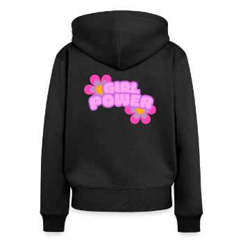 Girl Power - Sweat à capuche zippé Premium bio Femme - noir - Dos - Julia (174cm)