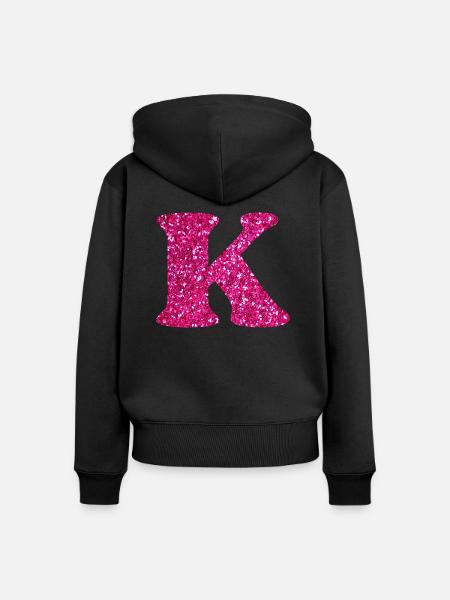 Buchstabe k rosa Glitzer - Frauen Premium Bio Zip Hoodie - Schwarz