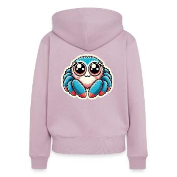 Mignon bleu rouge Jumping Spider est assis amical - Sweat à capuche zippé Premium bio Femme - rose poudré - Dos - Julia (174cm)