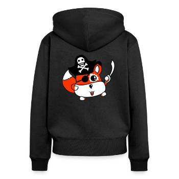 Little Cute Captain Fox Pirate Animal Eye Patch - Women's Premium Organic Zip Hoodie - black - Back - Julia (174cm)
