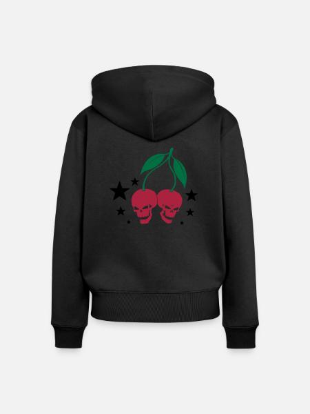 Cherry Skulls - Frauen Premium Bio Zip Hoodie - Schwarz