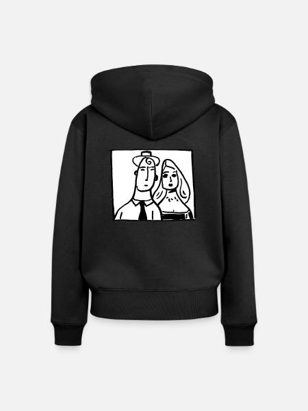 Paar - Frauen Premium Bio Zip Hoodie - Schwarz