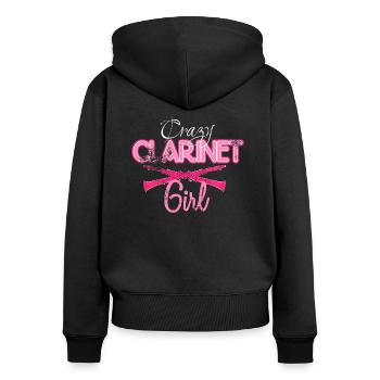 Clarinet woman playing clarinet - Women's Premium Organic Zip Hoodie - black - Back - Julia (174cm)