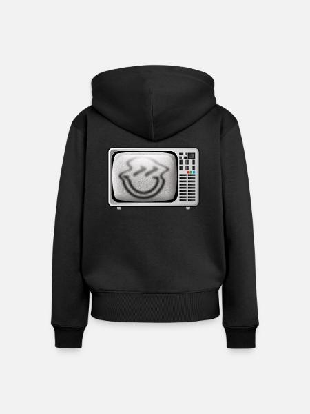 Smiley TV - Frauen Premium Bio Zip Hoodie - Schwarz