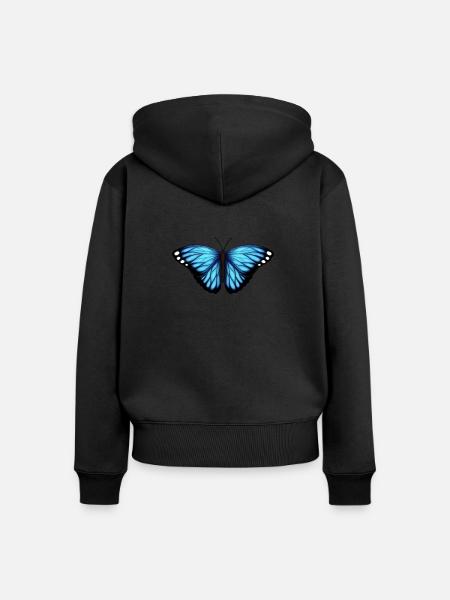 blue butterfly - Women's Premium Organic Zip Hoodie - black
