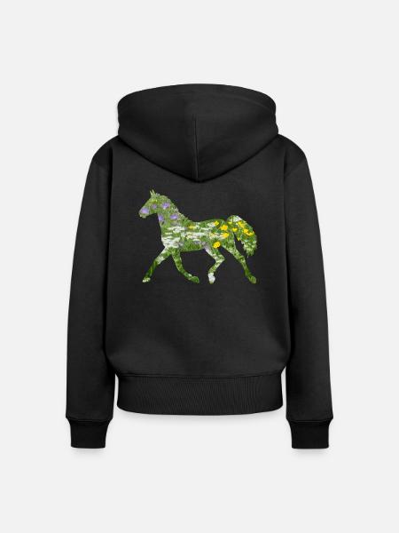 Pferd - Frauen Premium Bio Zip Hoodie - Schwarz