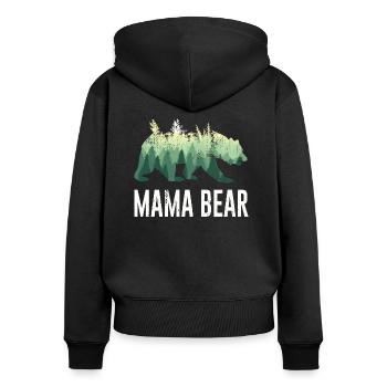 Mama Bear Mama Bear Bear Cadeau - Sweat à capuche zippé Premium bio Femme - noir - Dos - Julia (174cm)