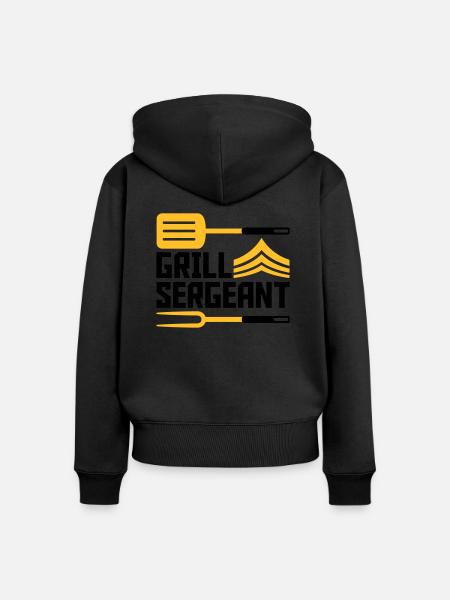 Grillmeister Grill Sergeant BBQ - Frauen Premium Bio Zip Hoodie - Schwarz