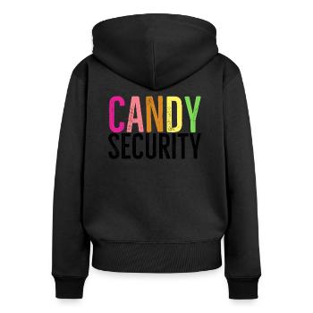 Süßigkeiten Sicherheit - Frauen Premium Bio Zip Hoodie - Schwarz - Hinten - Julia (174cm)