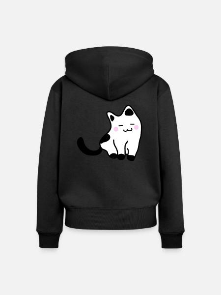 Weißes Kätzchen - Frauen Premium Bio Zip Hoodie - Schwarz