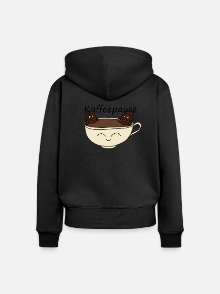 Kaffeepause - Frauen Premium Bio Zip Hoodie - Schwarz