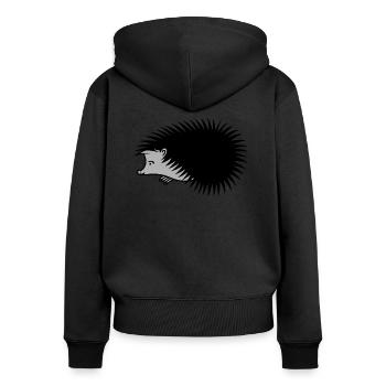 Hérisson - Sweat à capuche zippé Premium bio Femme - noir - Dos - Julia (174cm)