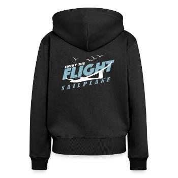 ENJOY THE FLIGHT - Sweat à capuche zippé Premium bio Femme - noir - Dos - Julia (174cm)