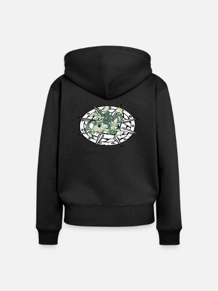 ritter mit pferd - Frauen Premium Bio Zip Hoodie - Schwarz