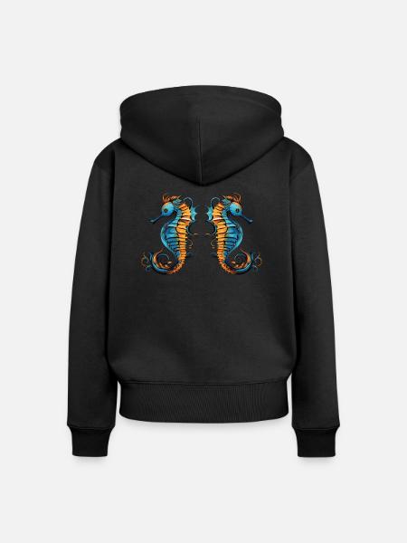 seepferdchen 2 - Frauen Premium Bio Zip Hoodie - Schwarz